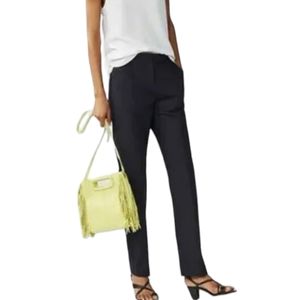 Maje Pants Patalon Rayure Navy Blue Wool Blend